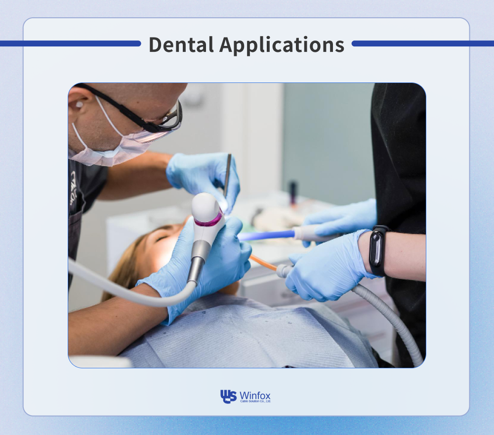 An example picture shows the application of medical cables for dental uses.